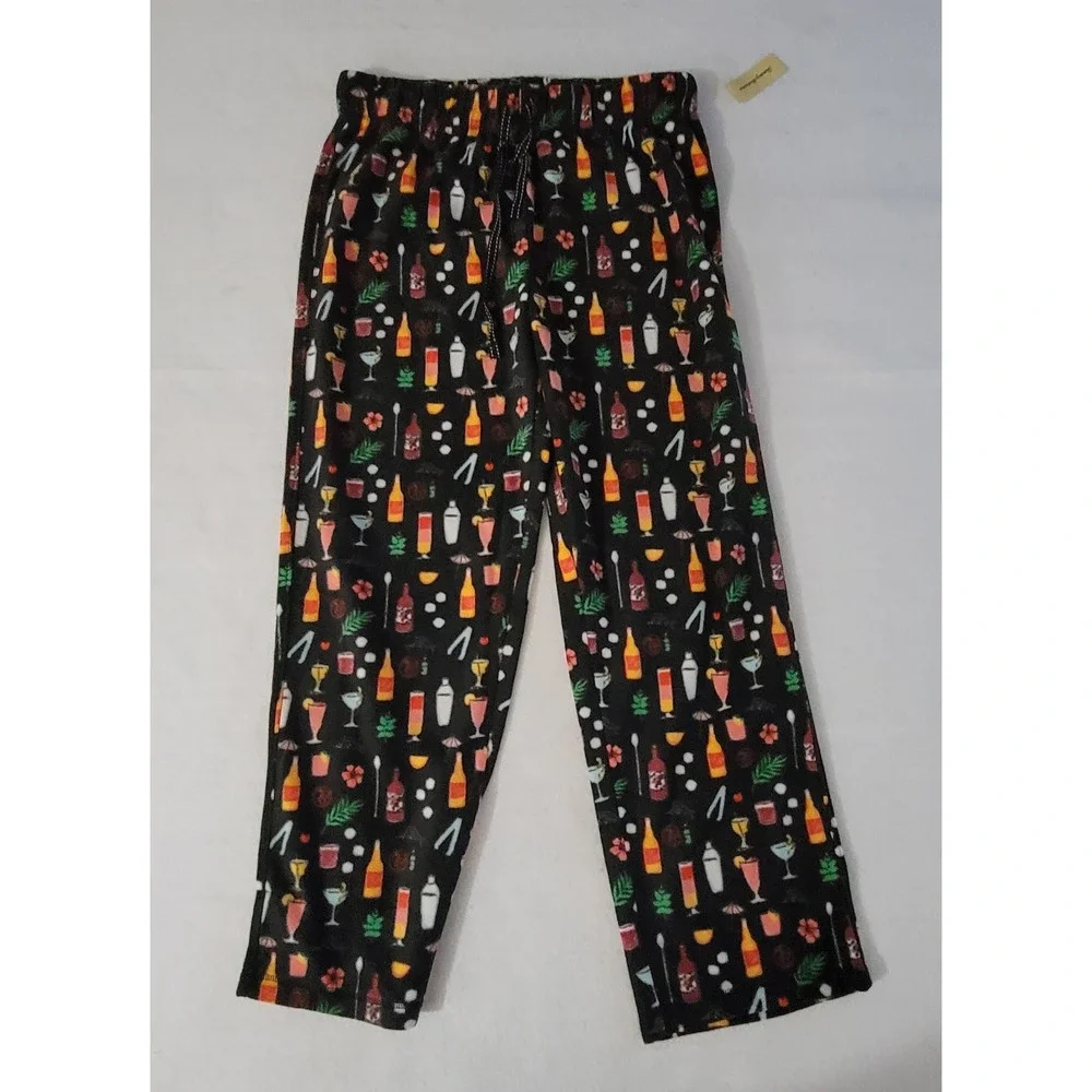 Tommy Bahama pajama pants festive cocktail print on a black background Size L